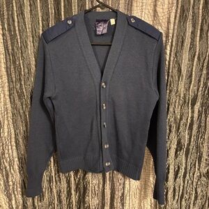 Men's Vintage  Military Navy Blue Sweater Cardigan Mehlin and Estey Co